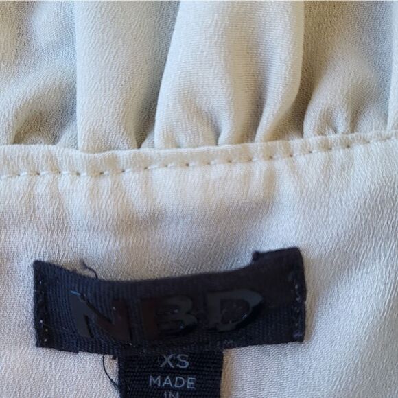 NBD Isaac Mini Dress Plunge Neck Swiss Dot Sleeveless Fit & Flare Cream Size XS - Picture 9 of 9